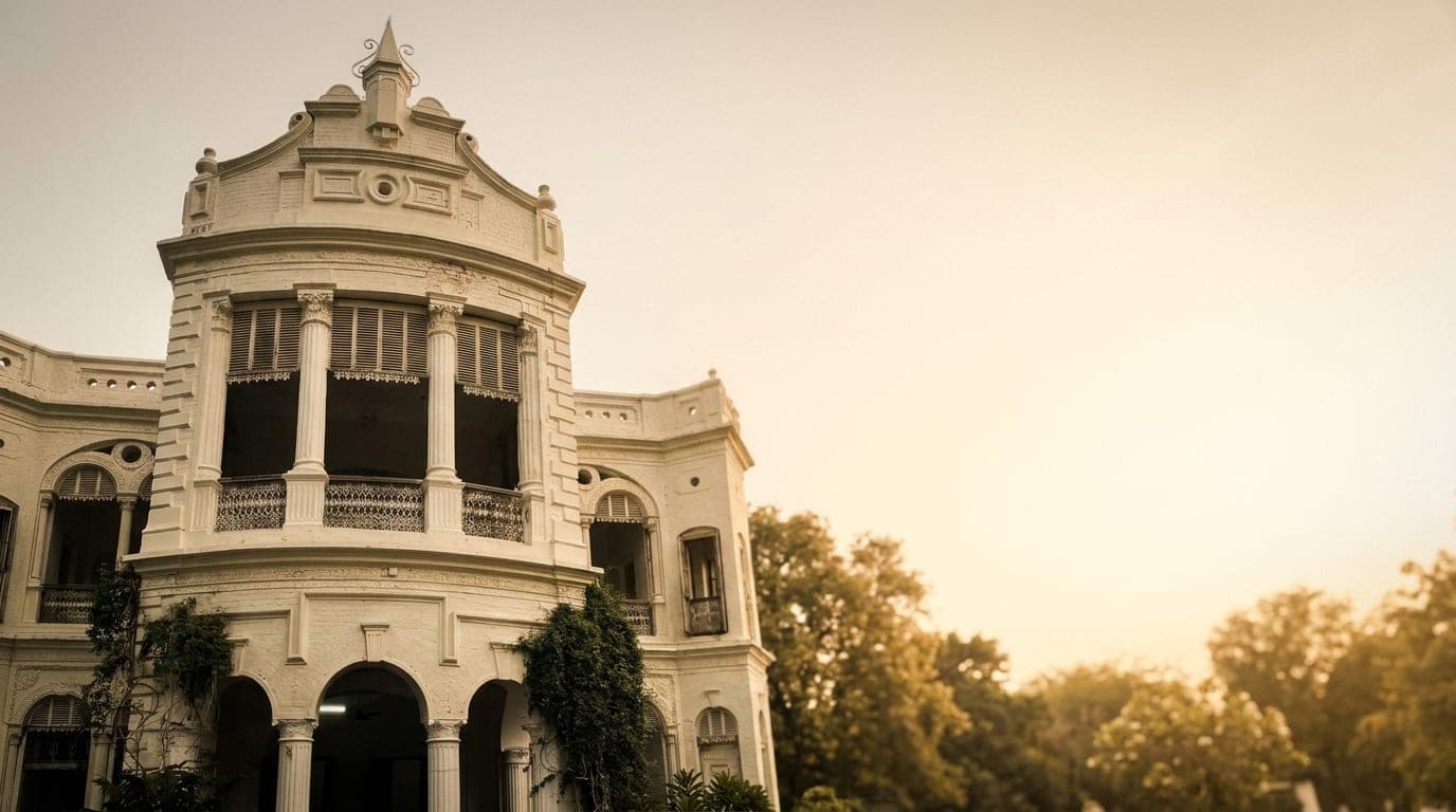 Bhawan facade at golden hour